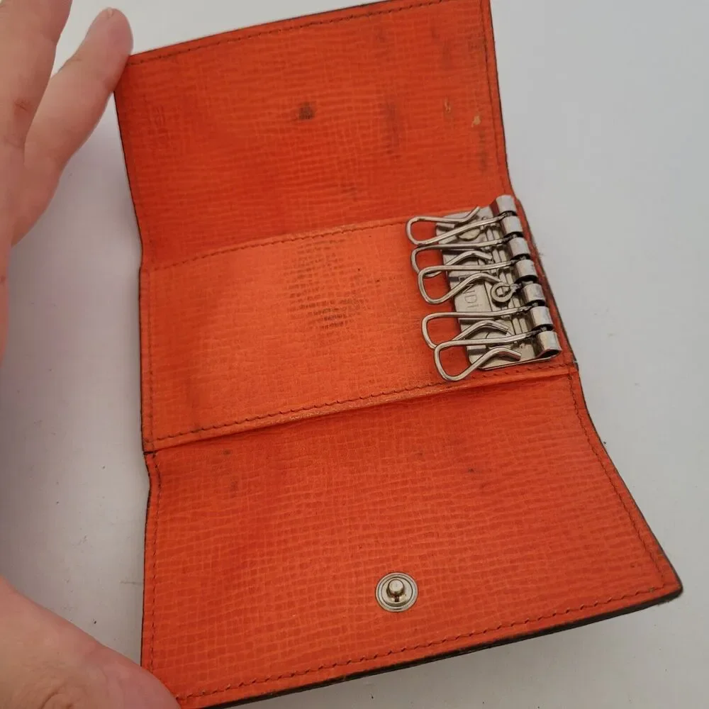 Fendi 6 Ganci Pu/Kaki Zucca Key Case Wallet Hooks Canvas Leather Wallet Folding